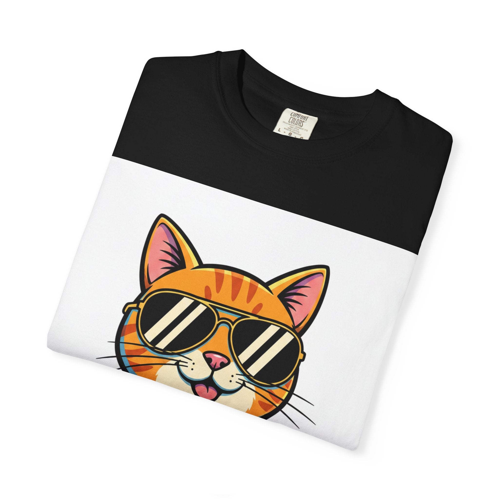 Cool Cat with Drink Graphic T-Shirt