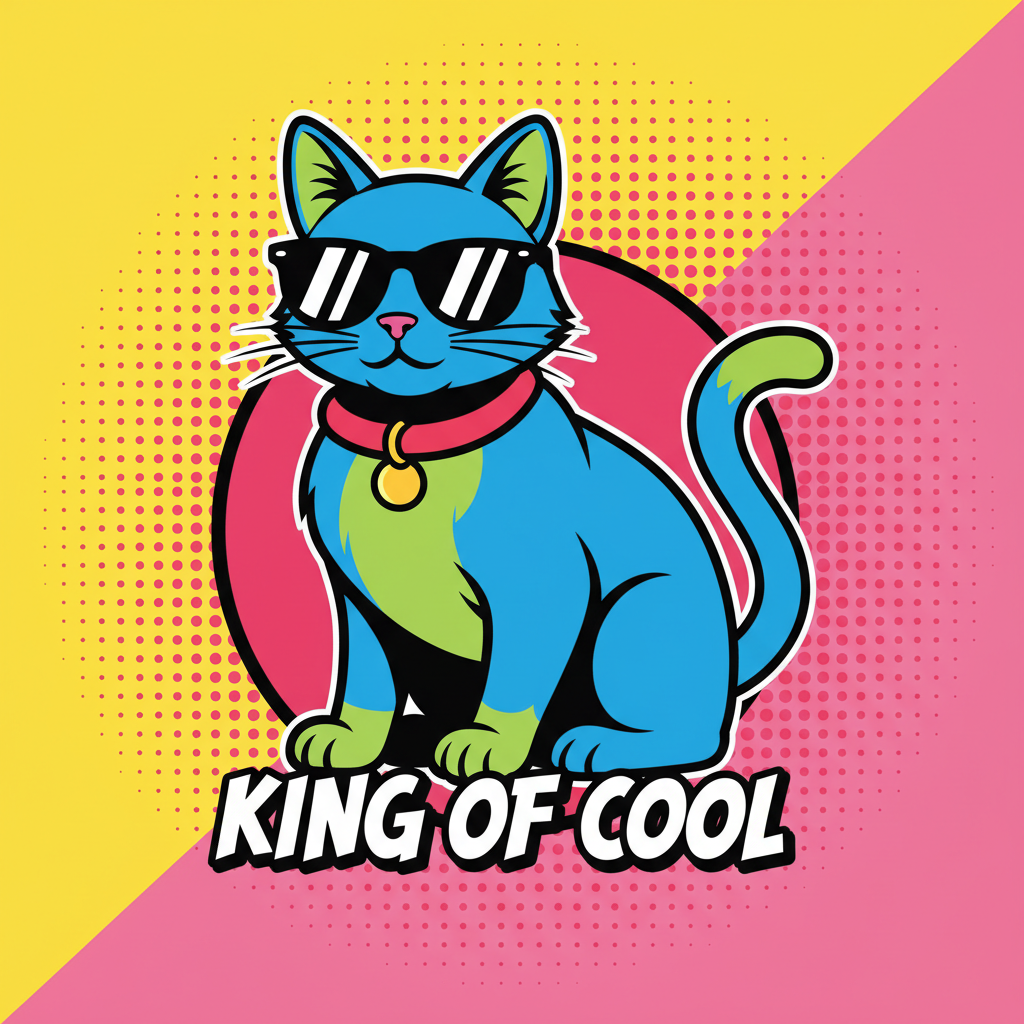 CatPop pop-art kedi t-shirt tasarımı